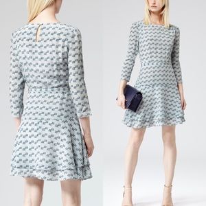 Reiss Giselle Watercolor Check Printed Frill Layered Mini Dress